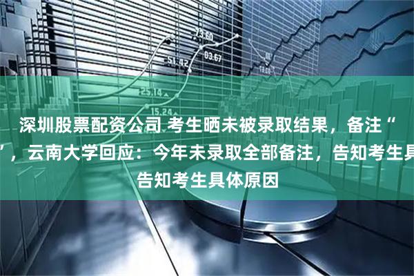 深圳股票配资公司 考生晒未被录取结果，备注“总分低”，云南大学回应：今年未录取全部备注，告知考生具体原因